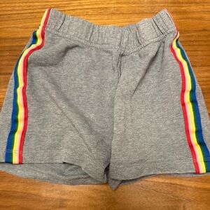 Hanna Andersson Girls Gray Shorts Rainbow Stripe Trim Pull On Lounge Athletic
